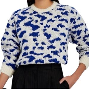 Mother Feline Friends Sweater Alpaca Crop Jumper Blue White